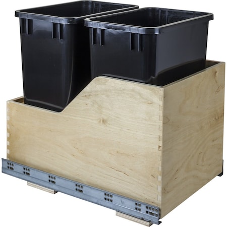 Hardware Resources 35 qt Rectangular Pull-Out Can, Black, White Birch, 15 in CAN-WBMD35B